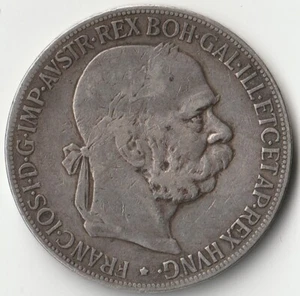 MDS AUSTRIA AUSTRIA HABSBURGO 5 CORONA 1900 "FRANZ JOSEPH I.", PLATA #K - Imagen 1 de 2