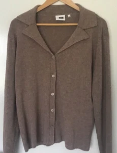 Fletcher Jones Womens Cardigan Wool Blend Button Up Collared Warm Preloved GC - Picture 1 of 5