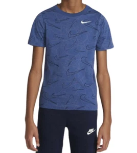 Nike Sportswear Boys Futura All Over Swoosh Graphic SS Tee DO1815-475 S - Picture 1 of 3