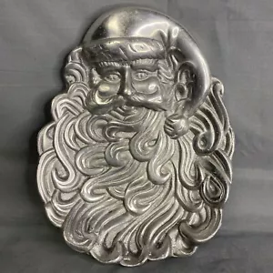 Pewter Santa Dish Candy Cookies Nuts Christmas Tray 8” - Picture 1 of 2
