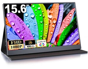 Moniteur portable IPS FHD 1080P, 15,6 pouces moniteur mobile portable, HDMI/USB C - Photo 1/6