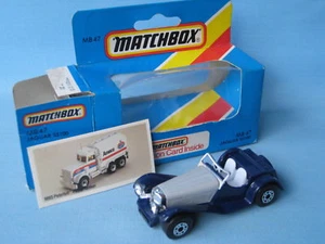 Matchbox Jaguar SS100 Inglés Coche Deportivo Carrocería Azul Juguete Modelo Coche 70mm En Caja - Imagen 1 de 3