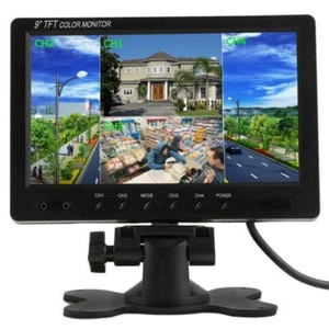9 Inch 4 Video Input 4 Split Quad Video Display TFT LCD Car Rear View Monitor - Picture 1 of 16