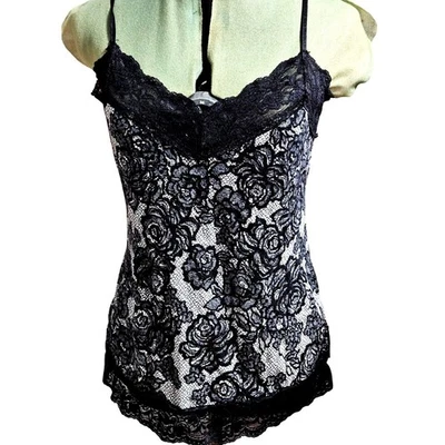 Женская Xhilaration темно романтический черный кружевной baby doll camisole стороны разрез бак L - Изображение 1 из 4