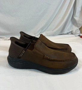 Skechers Mens 13 Hands Free Slip-Ins Parson Slip-On Brown Black Sole Comfy Shoes - Picture 1 of 17