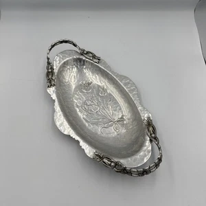 Vintage Aluminum Tray #404 Hand Wrought Creations by Rodney Kent w/Tulip Design - Picture 1 of 4