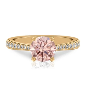 Wedding Diamond Ring Fancy Vivid Round 1.25 Carat IGI Lab Grown 14K Yellow Gold - Picture 1 of 8