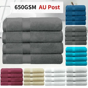 4 Pcs 100% Combed Cotton Soft Bath Towel Set 650GSM Luxury Sheets 68cm x 137cm - Picture 1 of 50