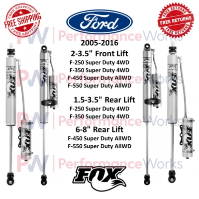 Fox Reservior Shock Set 前 2-3.5 英寸和后 1.5-3.5 英寸适用于福特 F-250 F-350 SD 4WD — 第 1/4 张图片