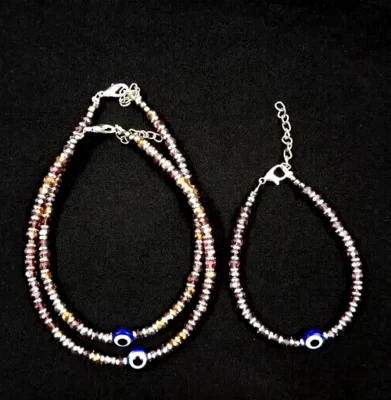 Pulsera Tobillera, Pulsera Tobillera - Protección Mal de Ojo Pulsera Cuentas Negras - 3 Piezas Foto 1 de 2