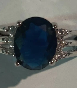 Sapphire Ring With Topaz Inlays - Picture 1 of 12
