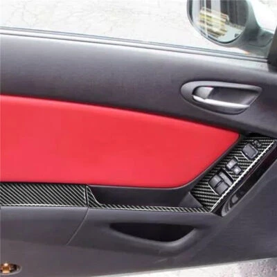 3x Tapa de interruptor de elevación de ventana de puerta de fibra de carbono para Mazda RX-8 RX8 2004-2008 Foto 1 de 4