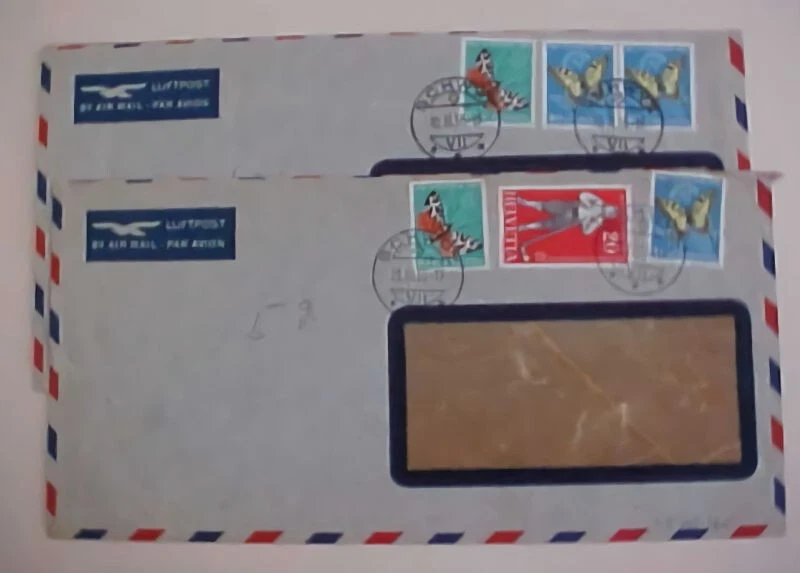 SUIZA MARIPOSA #606 SCHWYZ 1955 en 2 cubiertas Foto 1 de 1