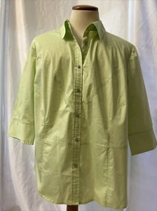 Lane Bryant Button Front Collared Shirt Sz 22/24 Lime Green 1/2sleeve NWT - Picture 1 of 7