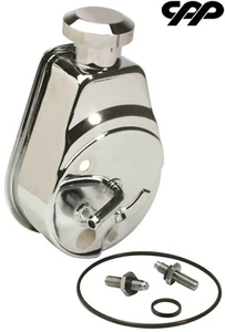 CHEVROLET SMALL BLOCK SBC CHROME POWER STEERING PUMP RESERVOIR 307 327 350 - Picture 1 of 5