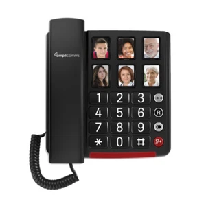 Amplicomms BigTel 40 Plus 40+ czarny przewodowy duży przycisk wzmacniany telefon dla osób starszych - Zdjęcie 1 z 1