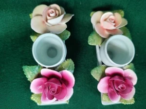 VINTAGE Thorley Staffordshire England Bone China Porzellan Blumen Kerzenständer - Bild 1 von 12