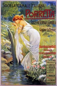SOCIETA TERMALE ITALIANA PORRETTA WATER SPRING GIRL ITALY VINTAGE POSTER REPRO - Picture 1 of 3