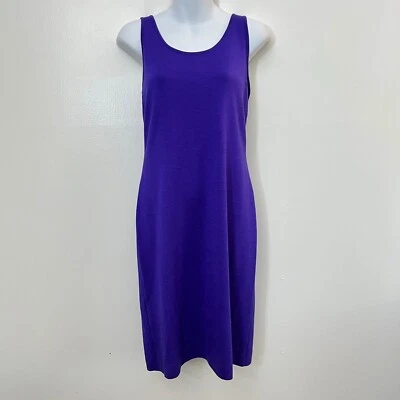 Vestido sin mangas Ralph Lauren etiqueta negra seda cachemir púrpura talla grande Foto 1 de 4