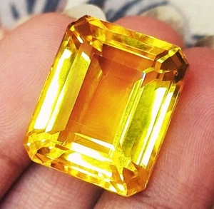 Topacio amarillo brasileño 35 a 40 quilates forma esmeralda piedras preciosas sueltas certificadas - Imagen 1 de 9