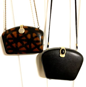 2 baguettes bandolera pequeña vintage de lados duros mármol negro y marrón - Imagen 1 de 9