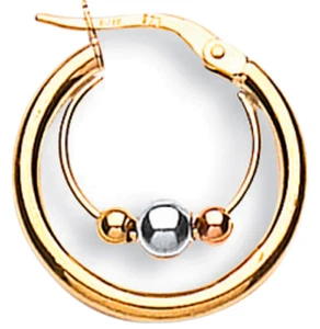 9ct yellow rose white gold double hoop earrings creole hallmarked new boxed - Picture 1 of 7