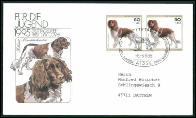 ALEMANIA FDC 1995 PERROS MÜNSTERLÄNDER PERRO CHIENS CANI PERROS SOBAKI PERROS fj05 Foto 1 de 2