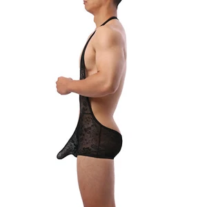Hombres Mankini Body Leotardo Encaje Ropa Interior Transparente Una Pieza Nariz de Elefante - Imagen 1 de 14