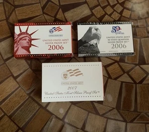 2006 Silver Proof Set + 2006 Silver Quarter Set + 2007 Silver Proof Set - Picture 1 of 1
