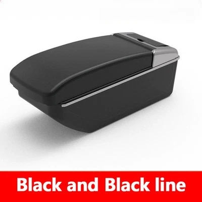Car Armrest for Fiat 500 2012-2023 Center Console Storage Black and Black line - Image 1 of 4