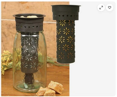 Kit scaldacera barattolo muratore quarto girandole punzonate in latta - Immagine 1 di 2