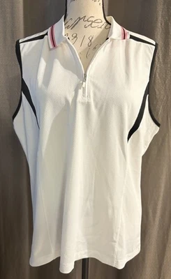 Camisa Polo IZOD PERFORMX Sin Mangas Blanco Rosa Gris Cuello Poly Span XL Foto 1 de 4