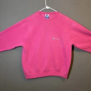 VTG 90s Champion Spellout Crewneck Pink Adult XL Sweatshirt Nicely Broken In - Picture 1 of 13