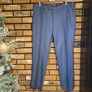 Giorgio Fiorelli Blue Plaid Pants 44x30 Formal Dress Slacks Trousers Suit Pants - Picture 1 of 9