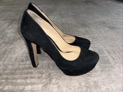 Bombas JESSICA SIMPSON plataforma de camurça preta salto agulha biqueira fechada tamanho 10 M - Imagem 1 de 4