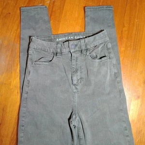 American Eagle Next Level Cruvy Pants Womens Size 0 Stretch Olive Distress - Picture 1 of 7