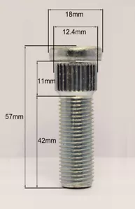 1 x M12 x 1,5 borchie ruota di ricambio, spline 12,4 mm, filo 42 mm - Foto 1 di 1