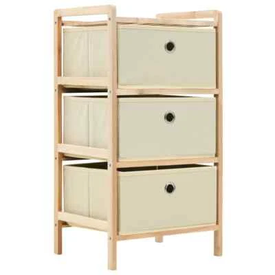 NNEVL Estante de Almacenamiento con 3 Cestas de Tela Madera de Cedro Beige Foto 1 de 4