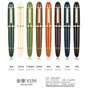 Jinhao X159 Fountain Pen Golden Accent Acrylic 8 Colors Screw Cap 27g