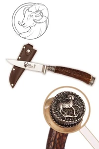 Hirschfänger Trachtenmesser Sternzeichen Widder Hirschhorngriff - Bild 1 von 2