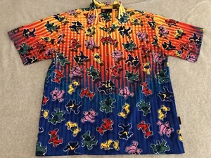 Dragonfly Grateful Dead Dancing Bears AOP Shirt Mens XXL 2XL ~ MISSING BUTTONS - Picture 1 of 5