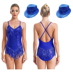Women Outfit Samba Bodysuit Tango Ballet Ballroom Costume Performance Dance - Picture 1 of 60