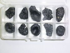 Black Indochinite Tektite Stone 10 pieces Plastic Box Set Natural Specimen Kit