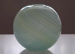 Large Dansk International Art Glass Lattimo Mezza Filigrana Round Vase 7.5" - Picture 1 of 7