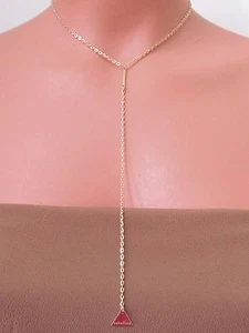 Sexy Y Drop GOLD PLATED Boho Style Delicate LARIAT CHAIN BAR Pendant NECKLACE - Picture 1 of 6