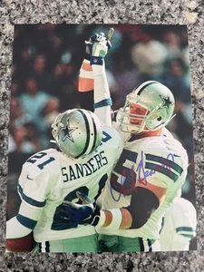 Chad Hennings Signed DALLAS COWBOYS 8 X 10 Photo W/Deion Sanders - Picture 1 of 1
