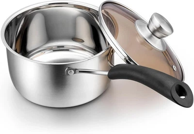 P&P CHEF 2qt Saucepan Stainless Steel 2 Quart Saucepan With Lid Multipurpose Sauce Pan Fo