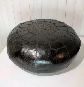 Floor Pillow Pouf Footstool ottoman Morocan style Faux leather 19" x 7.5" READ - Picture 1 of 9