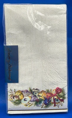 Tommy Bahama 40 张 3 层纸圣诞宾客餐巾白色圣诞花卉 — 第 1/3 张图片