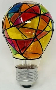 GE Stained Glass 25W A19 Hand Painted Light Bulb Gen. Elec. Decorative *Tested* - Picture 1 of 4